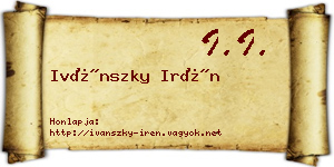 Ivánszky Irén névjegykártya
